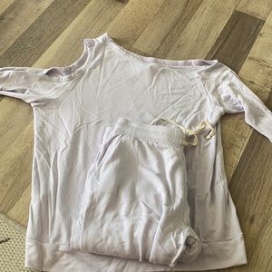 Purple two piece sweat pants